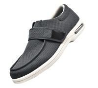 Extra Largo Pantofole Ospedale Traspirante,Larghe per Piedi Gonfi Scarpe da Passeggio Regolabili La Neuropatia Dolorosa dei degli Anziani,Grey,44