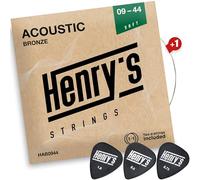 Extra Light Corde per Chitarra Western 09-44 - Con 2 Corde E1 Extra e 3 Plettri - Acciaio per Chitarra Acustica