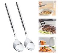 Extra Long Fork Prank,2025 New Stainless Steel Telescopic Dinner Fork Extendable Scoop Retractable Long Handle Scoop for Fruit Dessert Prank Joke (2pcsSpoon)