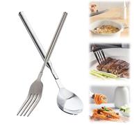 Extra Long Fork Prank,2025 New Stainless Steel Telescopic Dinner Fork Extendable Scoop Retractable Long Handle Scoop for Fruit Dessert Prank Joke (Fork+spoon)