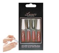 Extra Long French Press On Nails | Ballet Shaped False Nails with Glue Gel | Reusable Acrylic Glue-On Nails for Weddings, Elegant Long Nails for Special Occasions