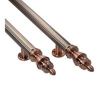 Extra Long Push Pull Door Handle for Commercial Public Gates,Crown Style Door Handle Hardware Set Retro Red Copper Color, 1.5in Wide Pole, Stainless Steel(100cm/39 3/8-70cm)