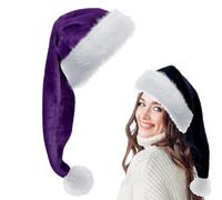 Extra Lungo Cappello Natale Donna Uomo,30 * 150cm Deluxe Peluche Cappello di Babbo Natale Viola per Adulti Bambini,Unisex Cappelli Accessori Decorazioni Regali Festa Costume Morbido e Confortevole