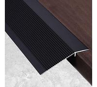 Extra Wide 4 Inch Reducer Flute Thresholds Ramp,Aluminum Floor Transition Strip, Laminate Floor Joining Bar for Doorway(Black,Length 1.1m/43 in)