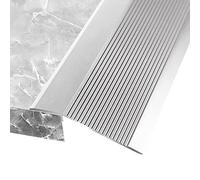 Extra Wide Lightweight Thresholds Ramp Carpet to Tile,Aluminum Floor Transition Strip Reducer Flute, for Front Door Balcony Doorways(Silver,Long 100cm/39.4in)