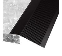 Extra Wide Lightweight Thresholds Ramp Carpet to Tile,Aluminum Floor Transition Strip Reducer Flute, for Front Door Balcony Doorways(Black,Long 140cm/55.1in)