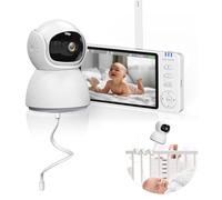 Extralink Babyphone con telecamera senza Wi-Fi, baby monitor con display da 5 pollici, visione notturna, audio a 2 vie, VOX e monitoraggio della temperatura, funzione FHSS 2,4 GHz 300 m, ninna e