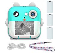 Extralink EPP-004 Blu | Mini stampante termica con fotocamera | 3 rotoli di carta termica, schermo LCD da 2,5", Bluetooth, USB-C