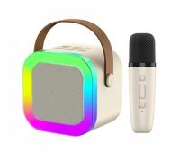 Extralink Kids Mini Karaoke LED Speaker 1x Mic Bianco | Set karaoke | altoparlante, 1x microfono, Bluetooth, AUX, slot per sched