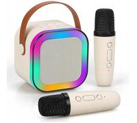 Extralink Kids Mini Karaoke LED Speaker 2x Mic Bianco | Set karaoke | altoparlante, 2x microfono, Bluetooth, AUX, slot per sched