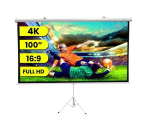 EXTRALINK PROJECTION SCREEN 100" 16:9, 220x125CM WHITE PVC, SEMI-AUTO ROLLER, WITH STAND, PSR-100