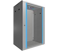 EXTRALINK Rack 19 pollici 18U - Armadio rack 600x450 mm, per montaggio a parete o a pavimento, capacità di carico 100 kg, porta in vetro temperato, apertura porta a 180°, grigio