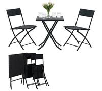 EXTRALINK Set di mobili da balcone - mobili da giardino con 2 sedie pieghevoli e tavolo pieghevole, resistente alle intemperie e robusto, facile da montare, resistente ai raggi UV, ideale per balcone