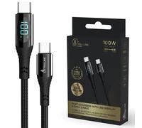 EXTRALINK SMART LIFE CABLE 100W USB-C - USB-C, FAST CHARGING WITH DISPLAY, 200CM, NYLON BRAIDED, BLACK, CABESL04