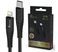 EXTRALINK SMART LIFE CABLE 27W, USB-C - LIGHTNING, FAST CHARGING, 200CM, NYLON BRAIDED, BLACK, CABESL03