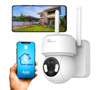EXTRALINK SolarEye Pro - Telecamera Wi-Fi di sorveglianza per esterni, con pannello solare, batteria da 5200 mAh, sensore da 4 MP, risoluzione 2,5 K, IP65, Tuya, rotazione, supporto micro SD