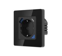 EXTRALINK SMART LIFE WALL SOCKET OUTLET 230V + SINGLE FRAME, WIFI , 1 X USB A, 1 X USB C, BLACK NEW