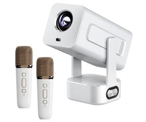 Extralink Smart Projector Cinema&Karaoke - IMS360 Bianco | Proiettore per film, giochi e musica con 2 microfoni | 1080p, Android