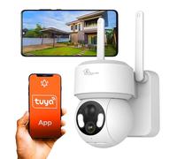 EXTRALINK SolarEye Pro - Telecamera Wi-Fi di sorveglianza per esterni, con pannello solare, batteria da 5200 mAh, sensore da 4 MP, risoluzione 2,5 K, IP65, Tuya, rotazione, supporto micro SD