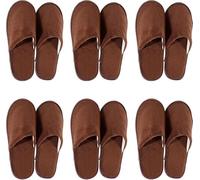 EXTRAPINS 6 paia di pantofole Spa, colore bianco, chiuse, usa e getta, per uomo e donna, suola antiscivolo, per casa, bagno, interni, camera da letto, marrone, Medium