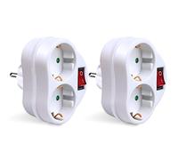 EXTRASTAR Adattatore 2 in 1 con interruttore e 2 prese Schuko, adattatore Regleta, fino a 3680 W, 16 A/250 V ~ bianco, 2 pezzi