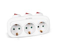 EXTRASTAR Adattatore 3 in 1 con 3 interruttori e 3 prese Schuko, adattatore da Regleta, fino a 3680 W, 16 A/250 V, bianco, 1 pz
