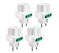 EXTRASTAR Adattatore Triplo con 2 Prese Bivalenti, 1 Presa Pluristandard e Spina Schuko 16 A, per i viaggi in Germania,Spagna,Portogallo,Austria,Grecia,Turchia Bianco,Confezione da 4.