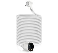 EXTRASTAR Cavo di prolunga da 10 m con connettore piatto, cavo di prolunga piatto per uso interno con spina di protezione a contatto, 3 G×1,5 mm², 16 A/250 V, 3680 W, bianco
