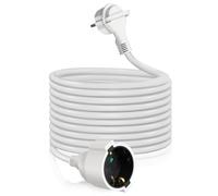 EXTRASTAR Cavo di prolunga da 5 m con connettore piatto, cavo di prolunga piatto per uso interno con spina di protezione a contatto, 3 G×1,5 mm², 16 A/250 V, 3680 W, bianco