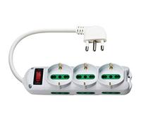 EXTRASTAR Ciabatta Elettrica Multipresa Protetta,Surge Arrest,con interruttore automatico di protezione,Spina 10 A,Prese 3 Italiana/Tedesca e 6 Bipasso 10/16A, Bianco,Cavo da 1.5m.