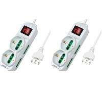 Extrastar Ciabatta Multipresa elettrica 6 Posti 2 polivalenti (schuko 10/16A) 4 bivalenti 10/16A, Colore bianco, Cavo 3 m - Spina 16A (Confezione da 2)