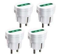 EXTRASTAR Confezione da 4 Adattatori presa italiana (10/16A) spina schuko per i viaggi in Germania, Spagna, Portogallo, Austria, Grecia, Turchia