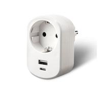 EXTRASTAR Doppia presa USB + 1 presa CA - Presa multifunzione da parete, caricabatterie per cellulari e tablet, Apt per casa e ufficio