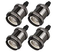 EXTRASTAR E27 Vintage Portalampada, Edison retro lampada a sospensione, Adattatore in ceramica solida, 4 Pezzi di perle nere socket