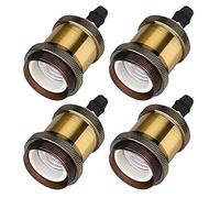 EXTRASTAR E27 Vintage Portalampada, Edison retro lampada a sospensione, Adattatore in ceramica solida, 4 Pezzi di champagne oro socket [Classe di efficienza energetica A+]