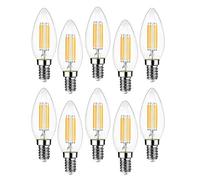 EXTRASTAR Filamento LED E14, 4W Equivalenti a 40W, Luce Calda,C35 Stile Vintage, Non Dimmerabile, Confezione da 10 Pezzi