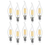 EXTRASTAR Lampadina Filamento LED Fiamma, Attacco E14, 2700K, Giallo caldo, Confezione da 10 Pezzi