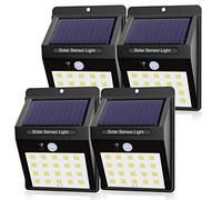 EXTRASTAR Luce Solare LED Esterno, Faretti Solari da Giardino Lampada Solare con Sensore di Movimento Impermeabile Faretti Solari a Led da Esterno Lampade Solari Led da Esterno【4 Pezzi】