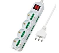 Extrastar Multipresa 12 Posti 4 polivalenti (schuko 10/16A) 8 bivalenti 10/16A, Colore bianco, Cavo 1.5 m - Spina 16A