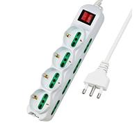 Extrastar Multipresa 12 Posti 4 polivalenti (schuko 10/16A) 8 bivalenti 10/16A, Colore bianco, Cavo 3 m - Spina 16A