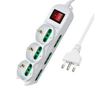 Extrastar Multipresa 9 Posti 3 polivalenti (schuko 10/16A) 6 bivalenti 10/16A, Colore bianco, Cavo 1.5 m - Spina 16A