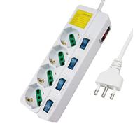 Extrastar Multipresa ciabatta elettrica 4 Posti 10/16A Bipasso Schuko 250V Max:2500W con interruttori indipendenti 1,5MT