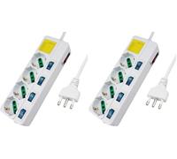 Extrastar Multipresa ciabatta elettrica 4 Posti 10/16A Bipasso Schuko 250V Max:2500W con interruttori indipendenti 1,5MT (Confezione da 2)