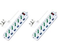Extrastar Multipresa ciabatta elettrica 6 Posti 10/16A Bipasso Schuko 250V Max:2500W con interruttori indipendenti 1,5MT (Confezione da 2)