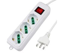 Extrastar Multipresa Ciabatta Elettrica con 3 Prese Universali ITA 10/16A e Schuko, Interruttore Luminoso, Cavo 1,5 m con Spina Italiana 16A, Bianco, bipasso.