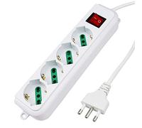Extrastar Multipresa Ciabatta Elettrica con 4 Prese Universali ITA 10/16A e Schuko, Interruttore Luminoso, Cavo 3 m con Spina Italiana 16A, Bianco, bipasso.