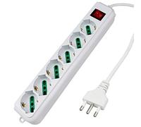 Extrastar Multipresa Ciabatta Elettrica con 6 Prese Universali ITA 10/16A e Schuko, Interruttore Luminoso, Cavo 1,5 m con Spina Italiana 16A, Bianco, bipasso.