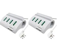 Extrastar Multipresa da Scrivania/Tavolo con 2 Presa USB,Presa con interruttore automatico di protezione 16A,Bianco,3500W,6 Prese (4 ITA/Schuko）,2M (Confezione da 2)