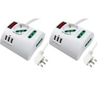 Extrastar Multipresa da Scrivania/Tavolo con 3 Presa USB,Presa con interruttore automatico di protezione 10A,Bianco,2500W,3 Prese (2 ITA/Schuko),1.5M (Confezione da 2)