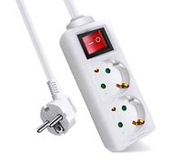 EXTRASTAR Multipresa prolunga con 2 prese e interruttore, cavo 3M, per casa, ufficio e viaggi, 16 A, 250 V, 3680 W, bianco